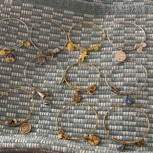 Lot of 10 Alex and Ani Gold and Silver Charm Bracelets